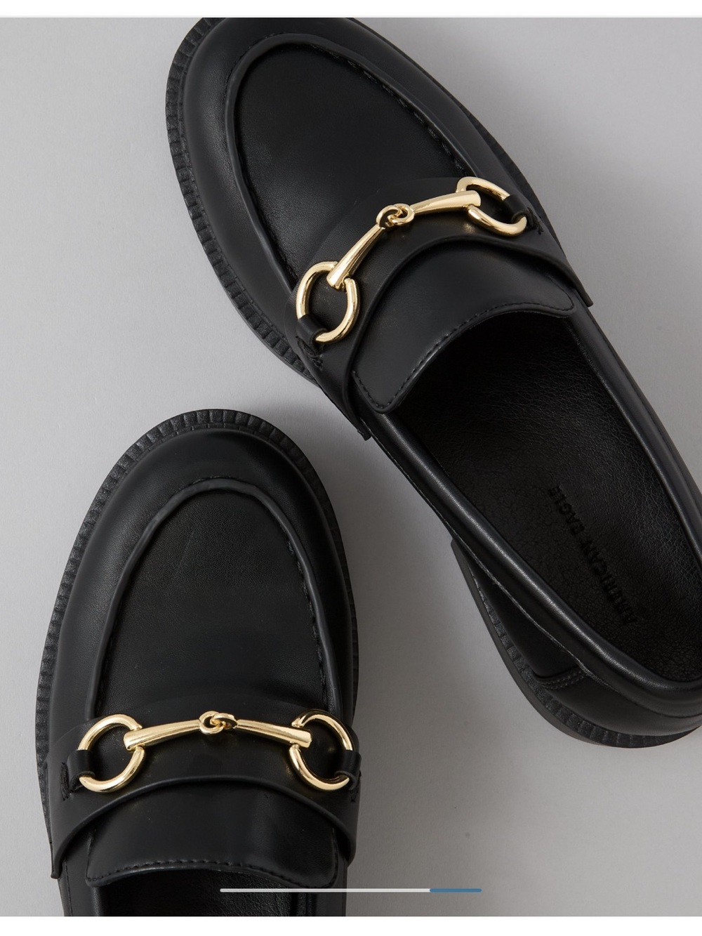 🖤 BRAND NEW ✨American Eagle Outfitters Black Loafers with Gold Bit Hardware